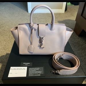 YSL Baby Downtown Cabas Bag in Rose Leather